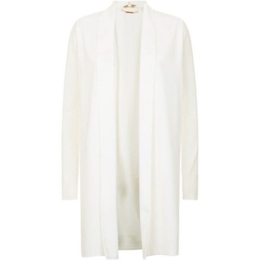 TED BAKER Sonia White Wrap Longline Open Woven Front Cardigan - US 4 - Picture 5 of 15